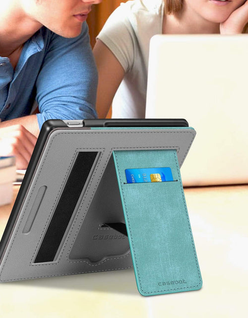 Load image into Gallery viewer, Stand Case for All-New Kindle Oasis (10Th Generation, 2019 Release and 9Th Generation, 2017 Release) - Premium PU Leather Sleeve Cover with Card Slot and Hand Strap, Turquoise/Brown
