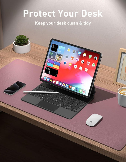 Load image into Gallery viewer, Leather Desk Pad Protector,Mouse Pad,Office Desk Mat,Non-Slip PU Leather Desk Blotter,Laptop Desk Pad,Waterproof Desk Writing Pad for Office and Home (Dark Pink,23.6" X 13.7")
