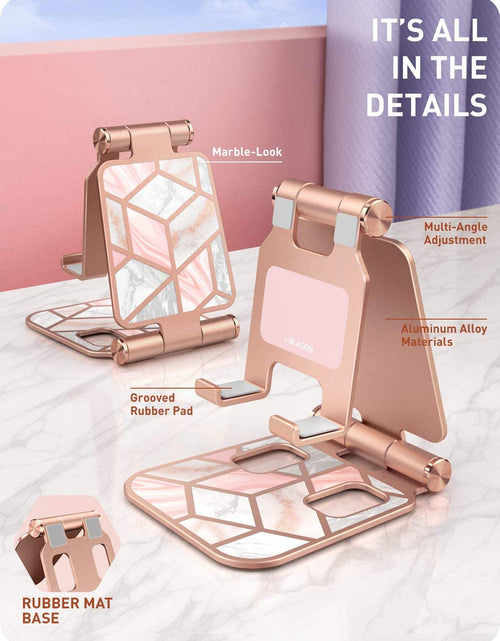 Load image into Gallery viewer, Cell Phone Stand, Foldable Adjustable Phone Mount Holder, Compatible with Iphone 14/Iphone 13/Iphone 12/Iphone 11/Galaxy S22/S21/Pixel 6, Android Smartphones, All Smart Phone (Marble)

